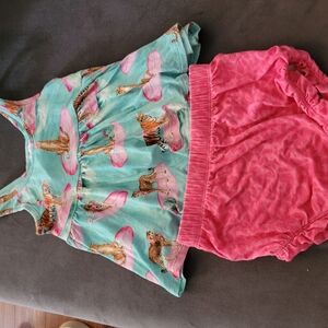 Posh Peanut Pink and Aqua Animal Print Kids Matching Set